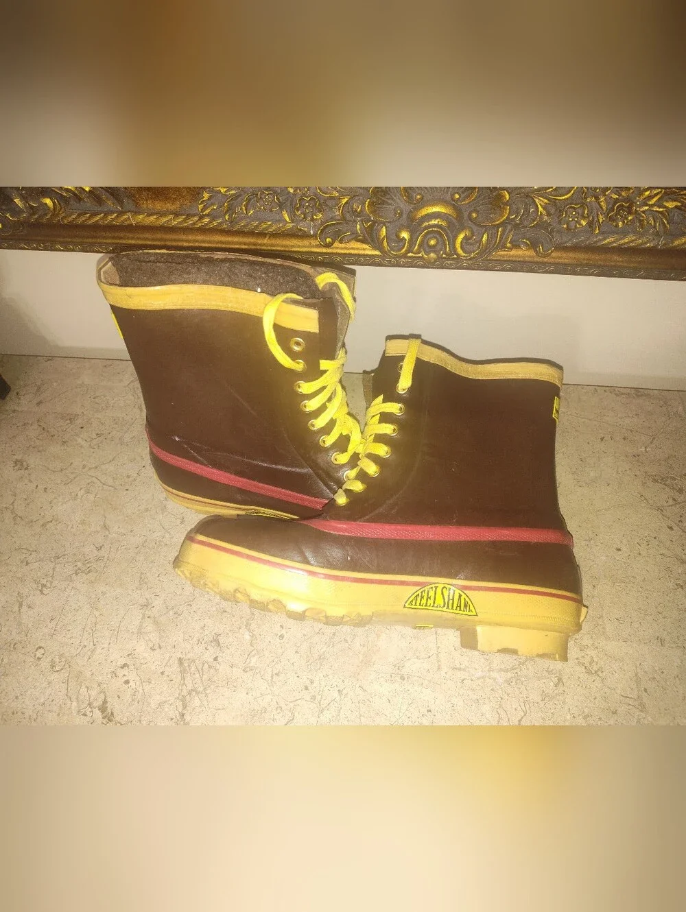 Rod &Gun Men's Brown  Waterproof Lace-Up Insulated Winter Boots with Yellow Trim